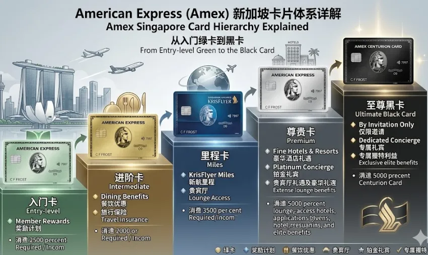 American Express (Amex) 新加坡卡片体系详解：从入门绿卡到黑卡 (2026版)