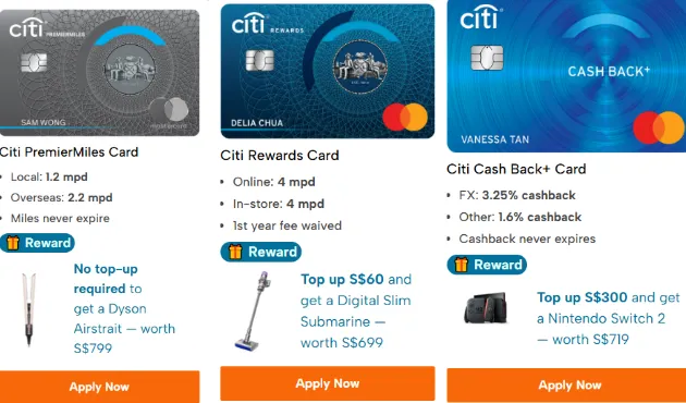 Citibank Singapore credit card sign up gift Dyson iPad
