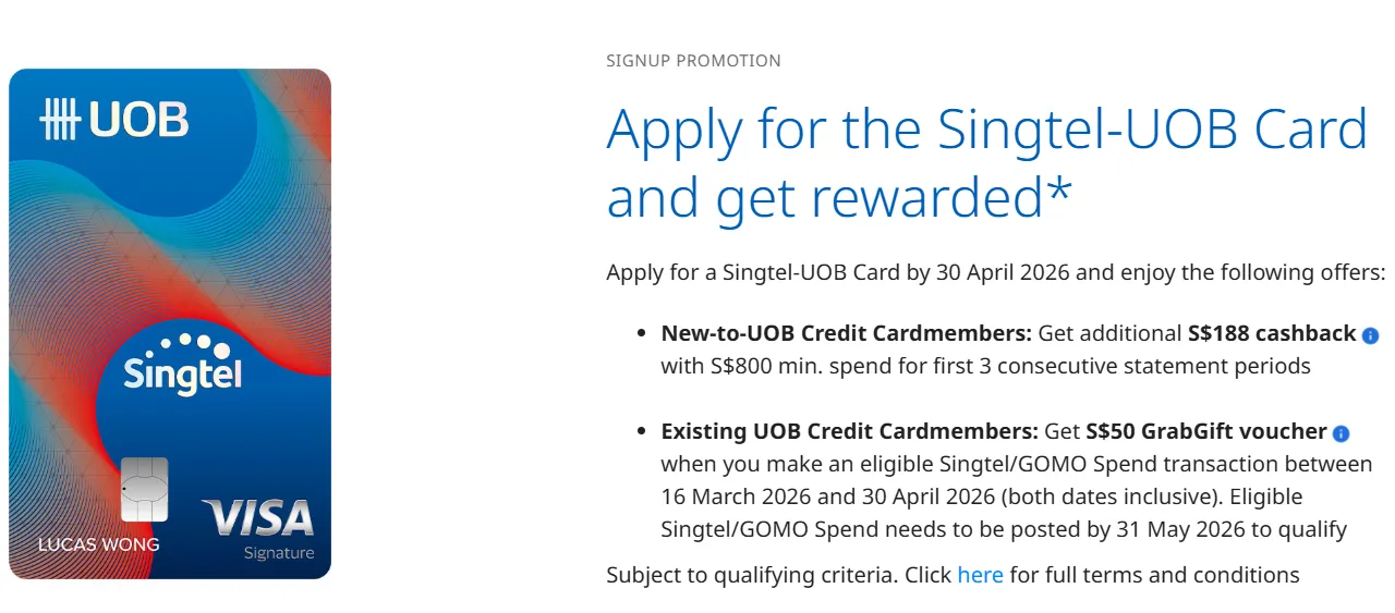 交话费也能拿返现？2026 新加坡 Singtel/StarHub 信用卡扣款神卡攻略