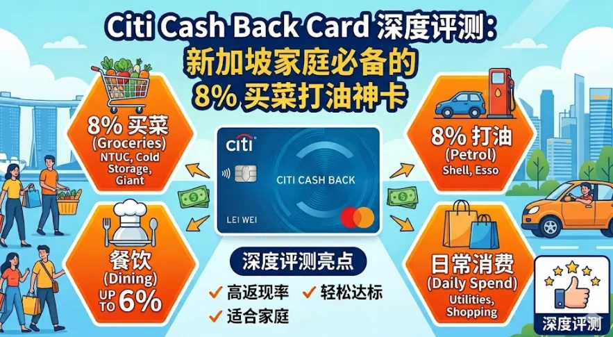 Citi Cash Back Card 评测 2026：8% 买菜打油神卡与 S$333 封顶避坑指南