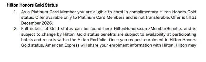 新加坡运通白金卡 AMEX Platinum 免费赠送万豪希尔顿高级会籍 2026