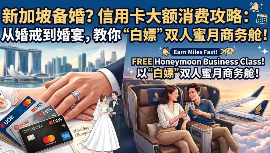【2026新加坡备婚攻略】婚宴婚戒大额刷卡指南：信用卡推荐与免费换双人商务舱