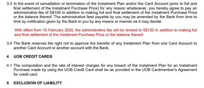 uob ipp early Termination Fee