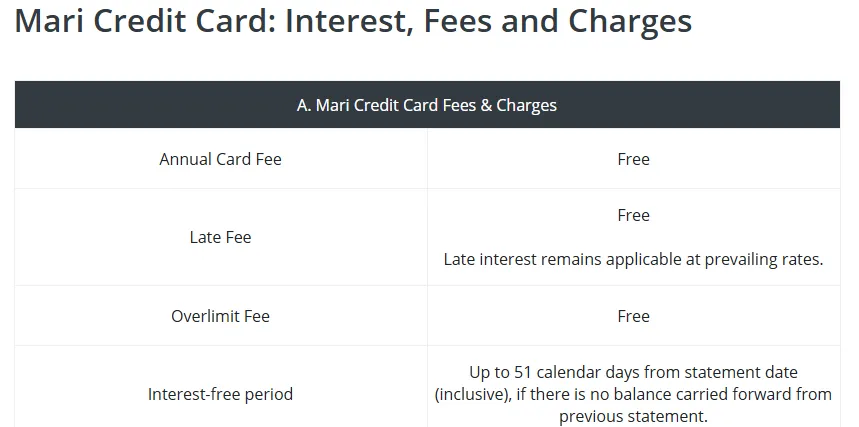 终身免年费的mari credit card信用卡