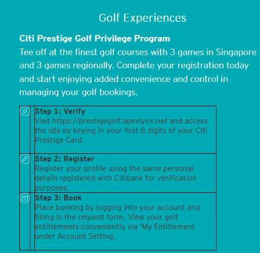 Citi Prestige 信用卡预订 Sentosa Golf Club 圣淘沙高尔夫俱乐部指南