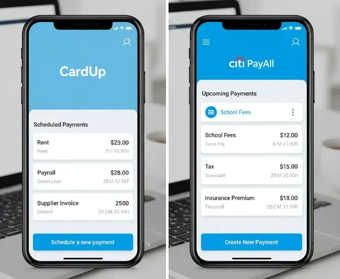 使用Citi PayAll与CardUp缴纳新加坡房产印花税界面对比