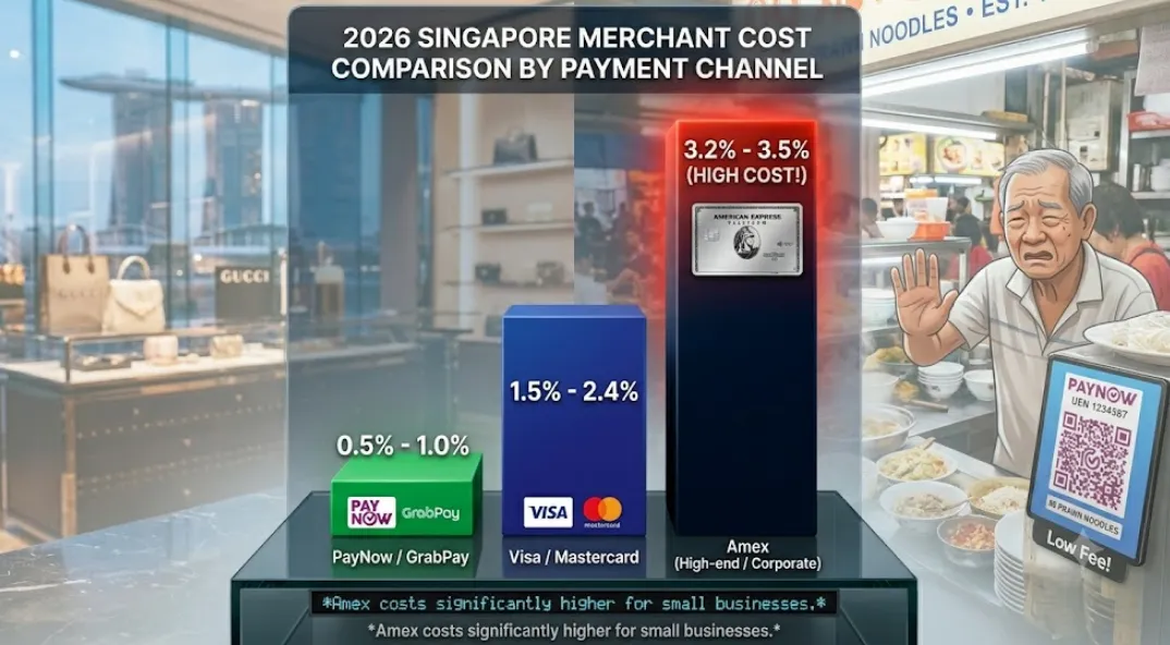 新加坡 Visa Mastercard 与 Amex 信用卡 MDR 收单手续费对比