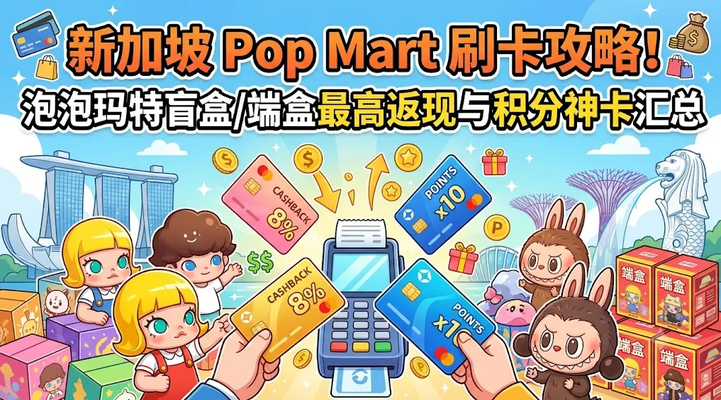 2026 新加坡 Pop Mart 刷卡攻略！泡泡玛特盲盒/端盒最高返现与积分神卡汇总