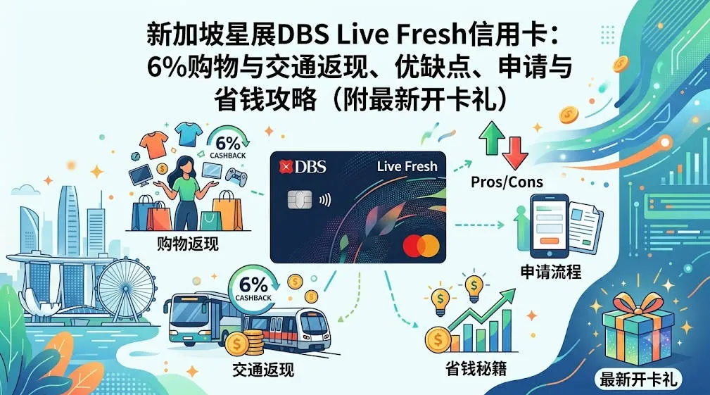 2026新加坡星展DBS Live Fresh信用卡：6%购物与交通返现、优缺点、申请与省钱攻略（附最新开卡礼）